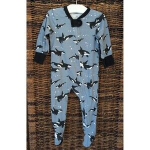 Honest Organic Cotton Footed One Piece Romper Pajamas Baby 6-9 Months Orca Whale